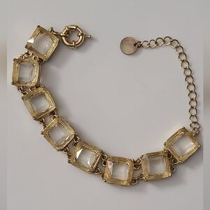 Vintage Crystal Faceted Gold Tone Square Bracelet Wedding J.crew Jcrew Estate